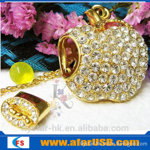 Fashion modle apple shape metal usb2.0 ,jewelry diamond usb flash drive